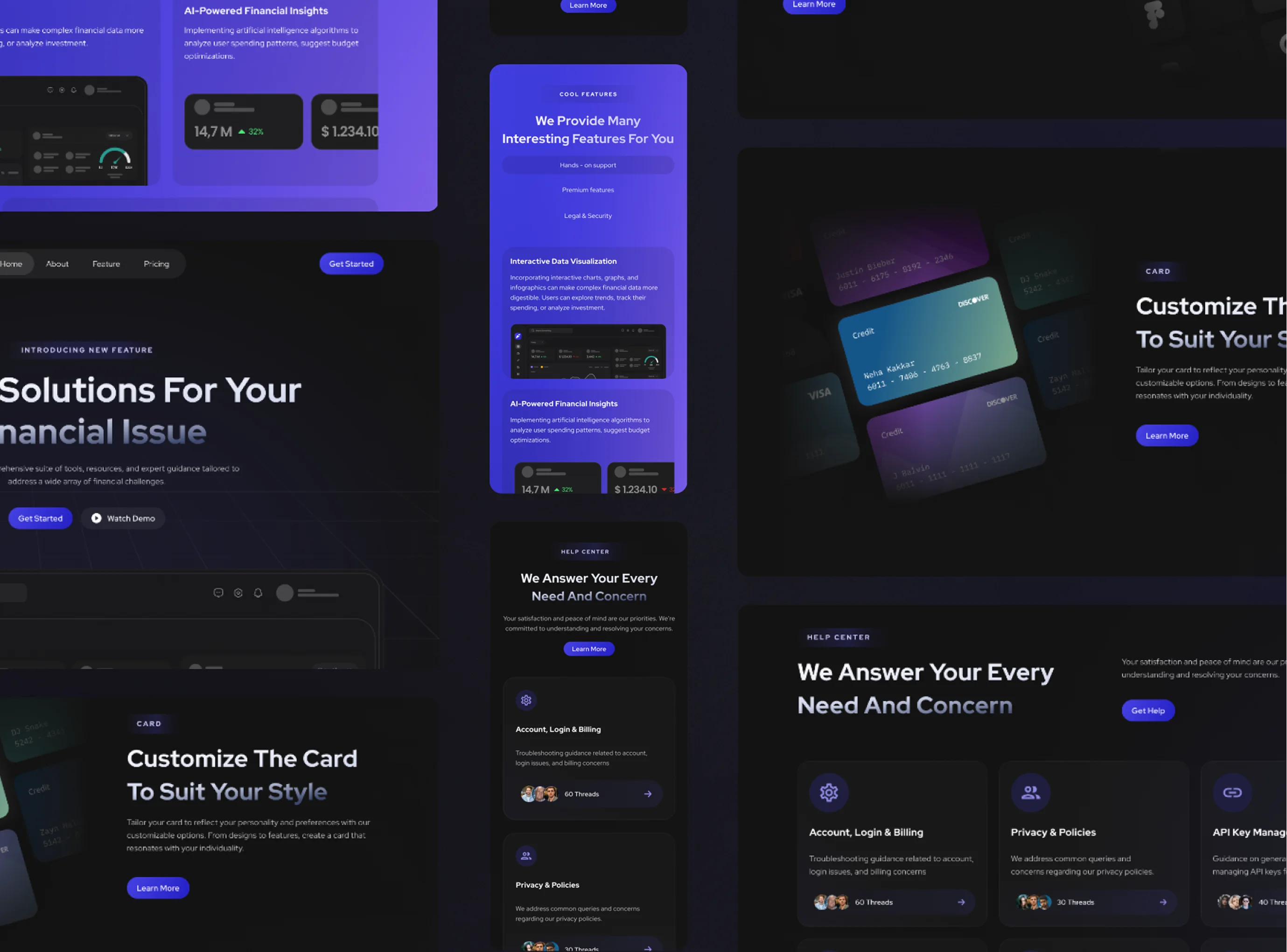 Illustrative customer portal dashboard concept