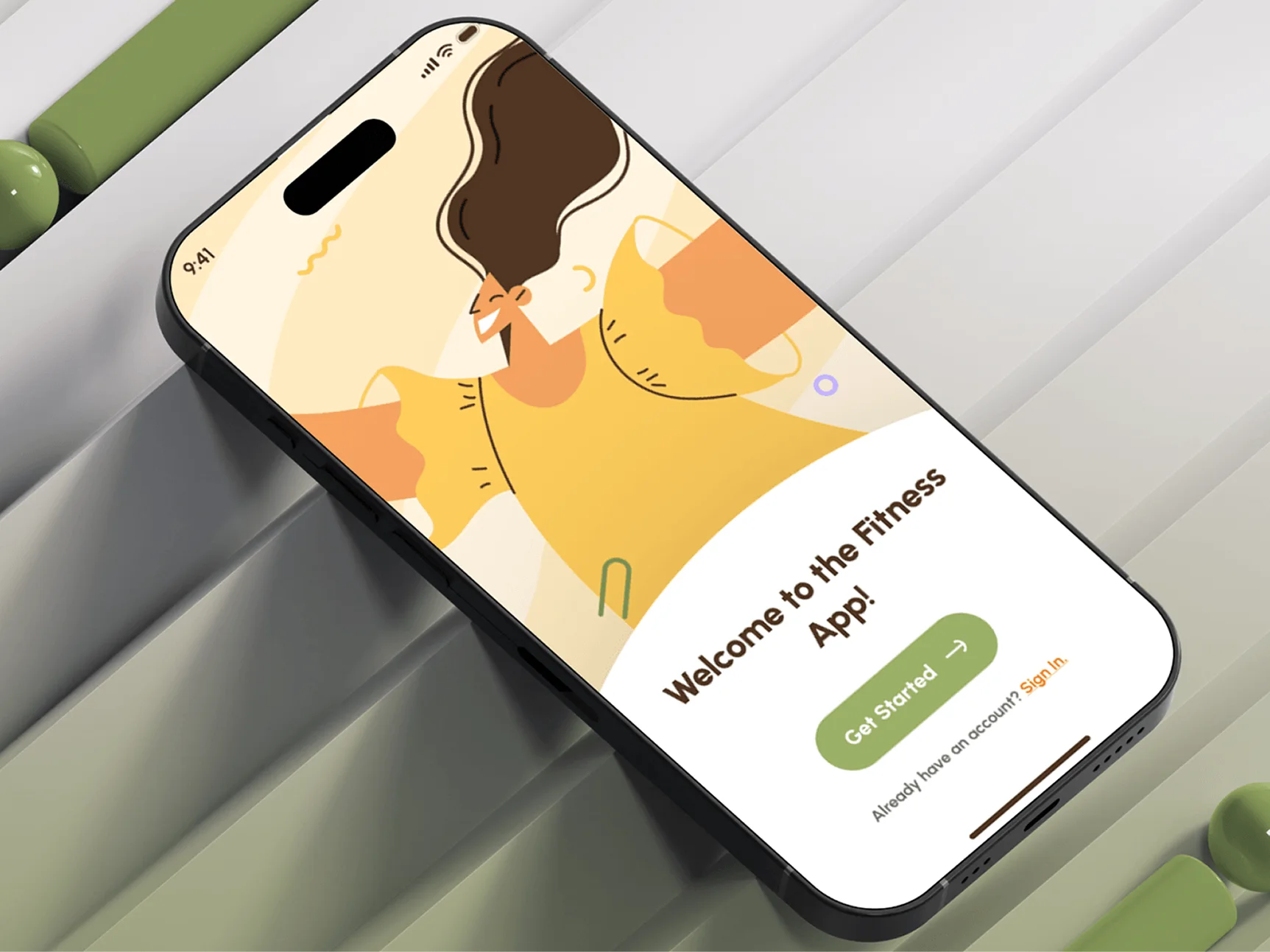 Illustrative mobile app welcome screen concept