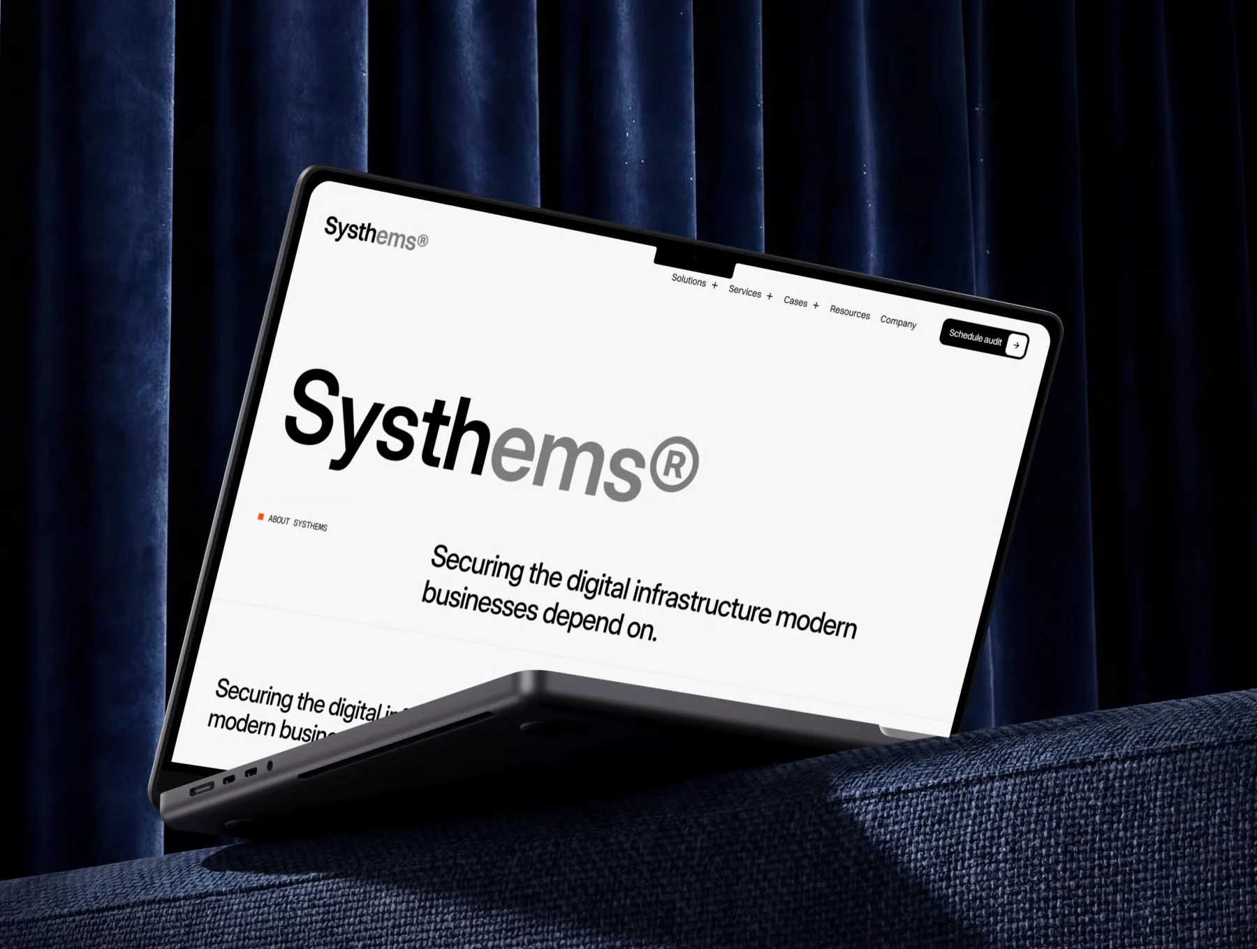 Systhems about page concept presenting the cybersecurity brand